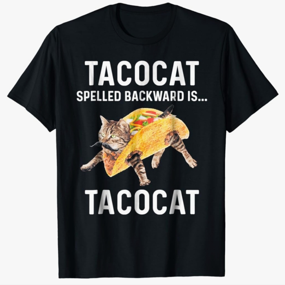 Taco Cat Spelled Backwards is Taco Cat Graphic T-Shirt Navy‎ Blue Large